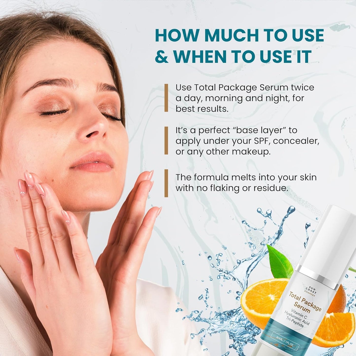 Sun Coast Sciences - Total Package Serum, All-In-One Vitamin C, Hyaluronic Acid, Anti-Aging Facial Super Serum for Wrinkles, Age Spots - 1 fl oz (Pack of 6)
