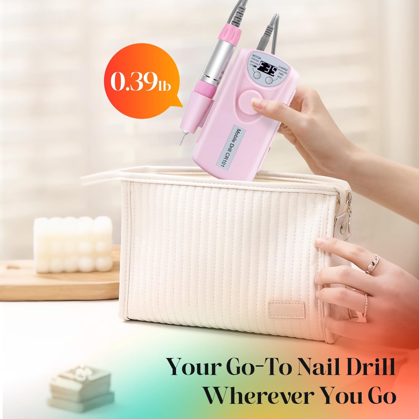 COYZU Electric Nail Drill Professional, 35000RPM Nail File Machine with Bits Set & Fast Cooling, Portable for Acrylic Gel Nail Polishing Removing, Manicure Pedicure at Salon & Home Use, Gift for Women