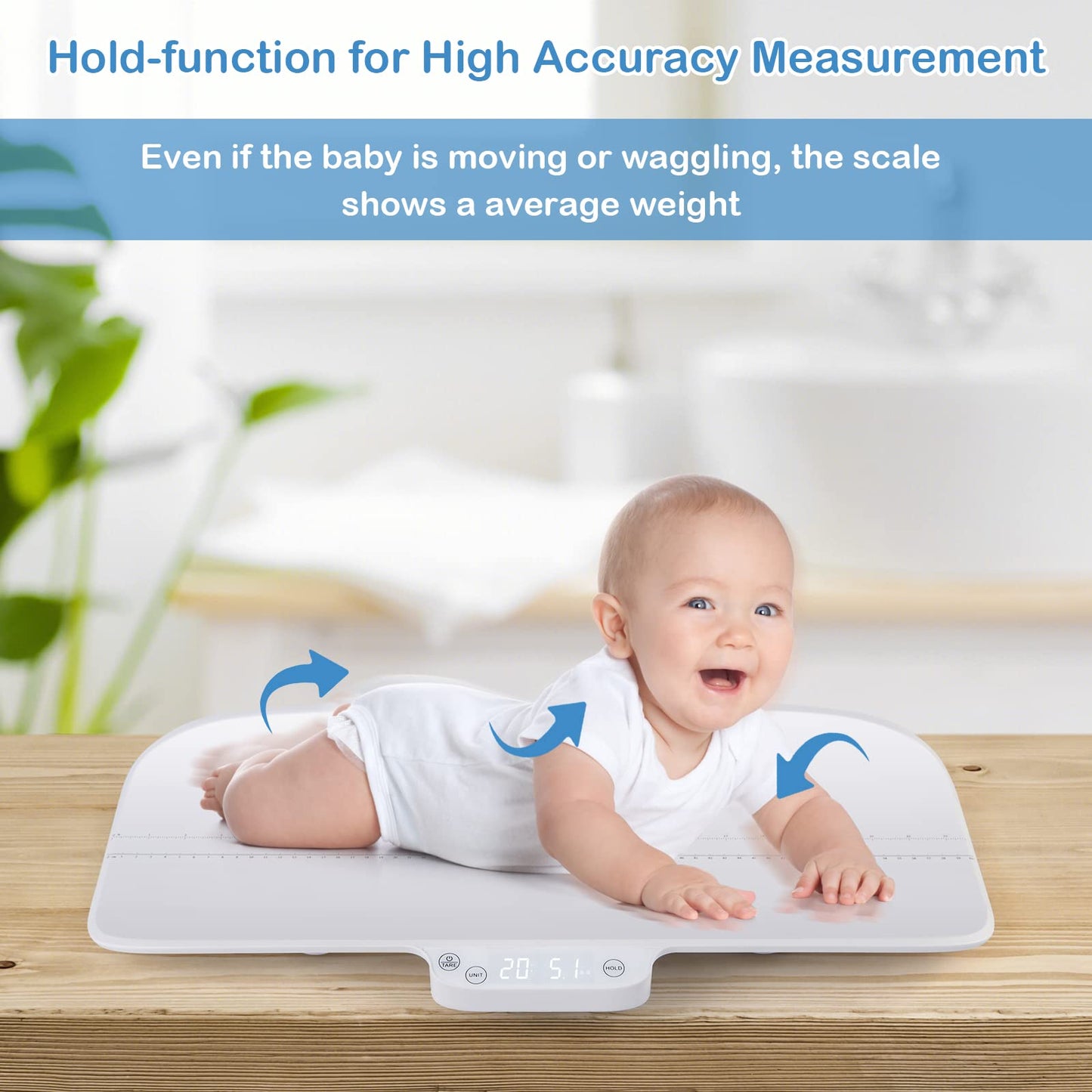 BABY JOY Baby Scale, Multifunctional Pet Scale with Digital LED Display, 4 Weighing Modes, Curved Tray, Rubber Feet, Weighing Scale for Newborn, Animals, High Precision at 0.1oz, Max Weight 66lbs