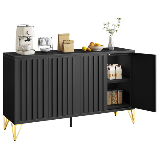 YITAHOME 55" Metal Storage Cabinet, Sideboard Buffet Cabinet with Adjustable Shelf, Metal Accent Console Credenza for Living Room, Kitchen, Dining Room, Black