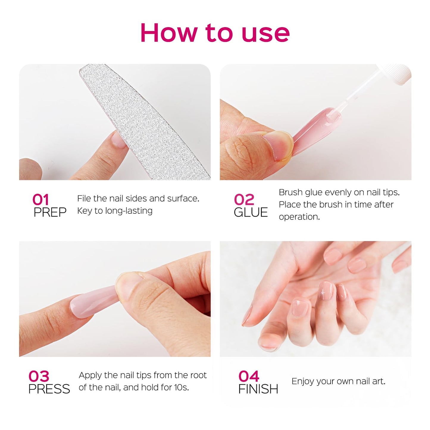 TIPHULAN 42ml Brush On Nail Glue for Press On, Acrylic Nails - Super Strong, Durable & Long-Lasting, Mess Free, Travel Friendly, 1.38 oz(6PCS)