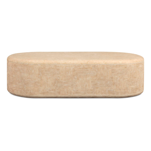 Tov Furniture Suraya Faux Travertine Concrete Rounded Coffee Table