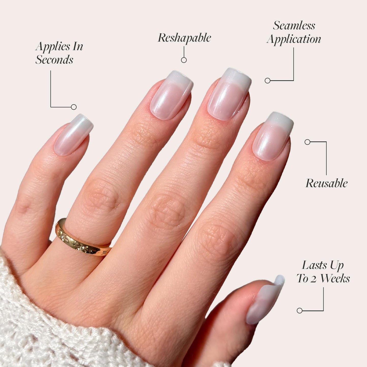Glamnetic Press-On Nails Bundle - Bailey & Hailey | Medium Square Fake Nails, Sheer White Glazed | Glazed Short Almond False Nails | Reusable, Salon-Quality Nail Kits