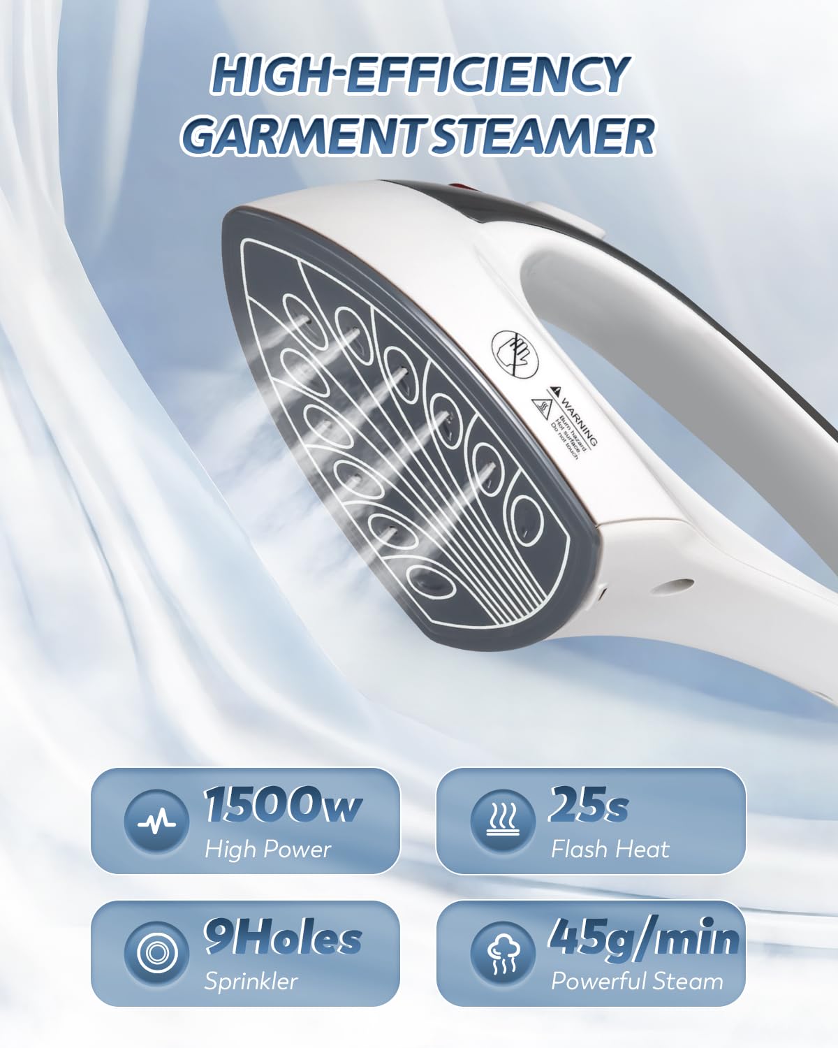 Hapyvergo Standing Garment Steamer, 1500W Upgraded Steamer for Clothes Rapid Heats in 25s for 1 Hour Steam, 1.6L Water Tank, Self-Cleaning, Dual-Protection Tech, Ironing Board, Hanger, Gloves