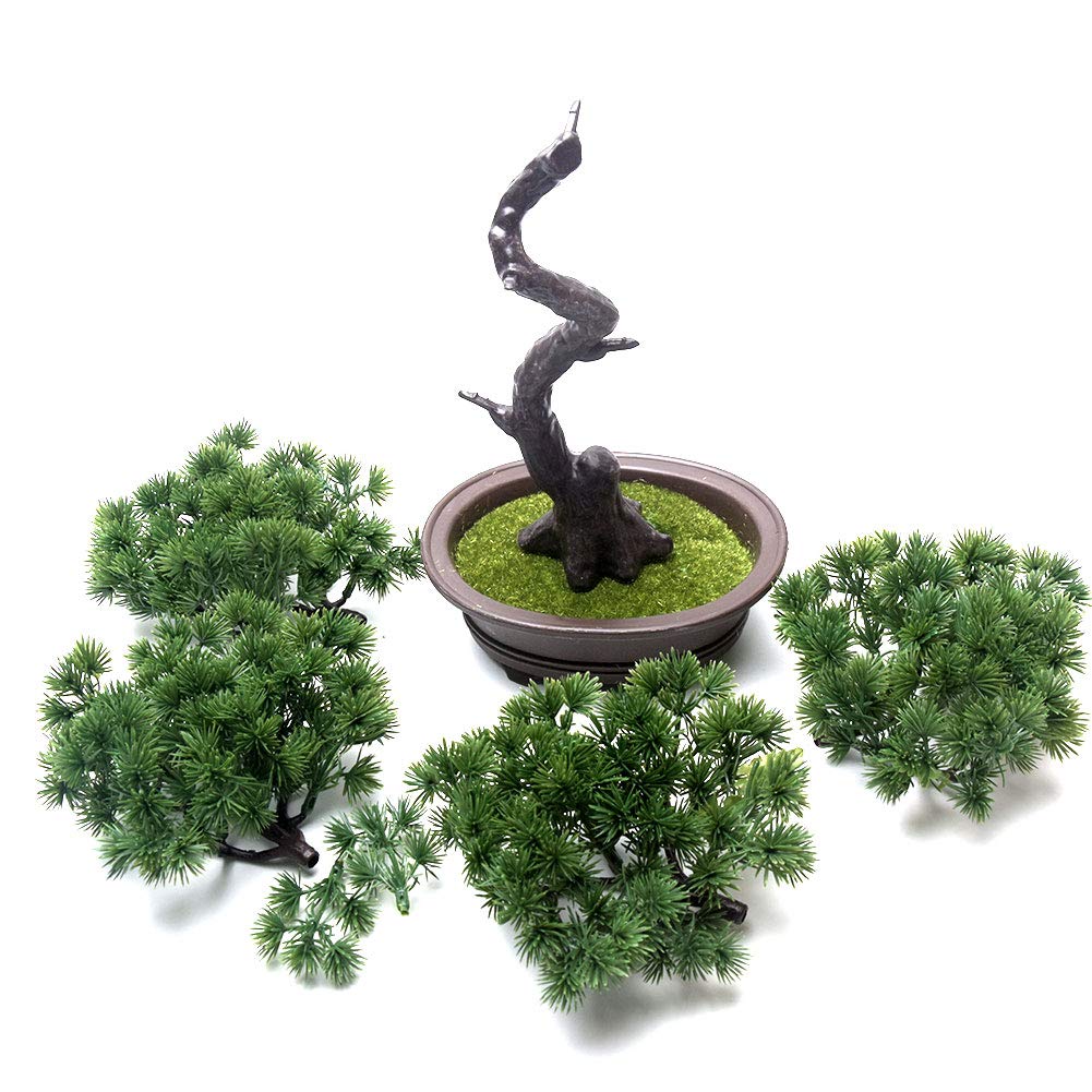 KOET Artificial Bonsai Pine Tree, 11Inch Faux Potted Plant Desk Display Fake Tree Pot Ornaments, Japanese Cedar Bonsai Plant for Home, Office Decoration