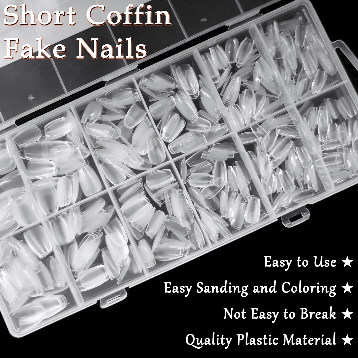 AddFavor 600pcs Short Coffin Nail Tips, Soft Gel Nail Tips x Short Ballerina Clear Fake Nails Full Cover Acrylic Nails Tips for Extension Nail Manicure Salon Home DIY