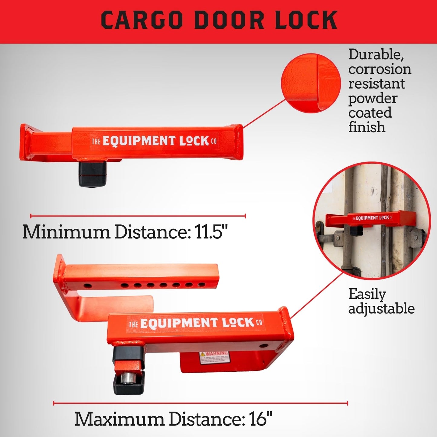 Equipment Lock Cargo Door Lock - Powder Coated Steel, Maximum Security Semi Trailer Door Lock - Semi Truck Accessories and Trailer Security (Keyed Alike)