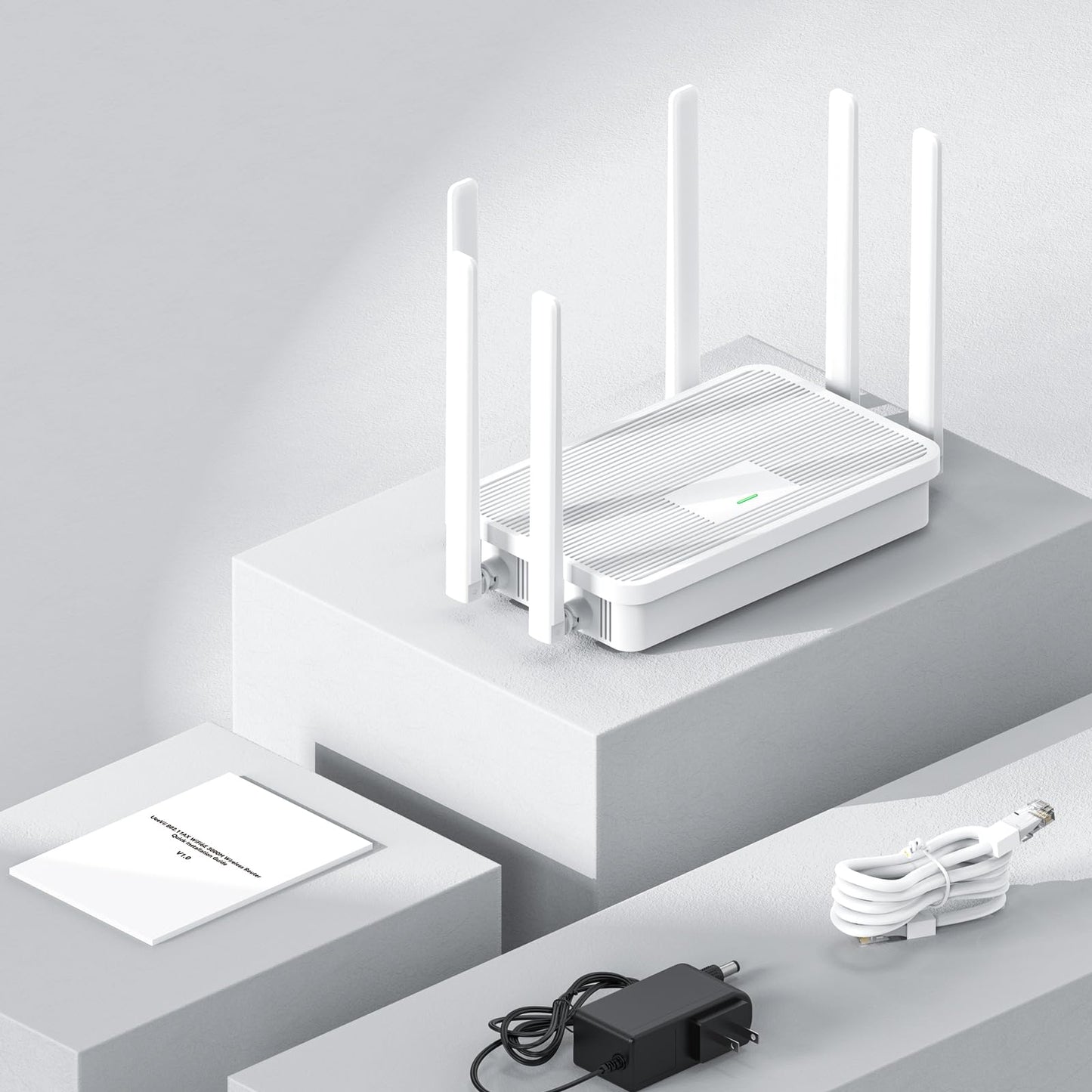 UeeVii WR3000K WiFi6 AX3000 WiFi Router, Dual Band 6-Antennas Wireless Router, Suitable for Wireless Bridge and AP, One-Click WPS&MESH, Good Heat Dissipation