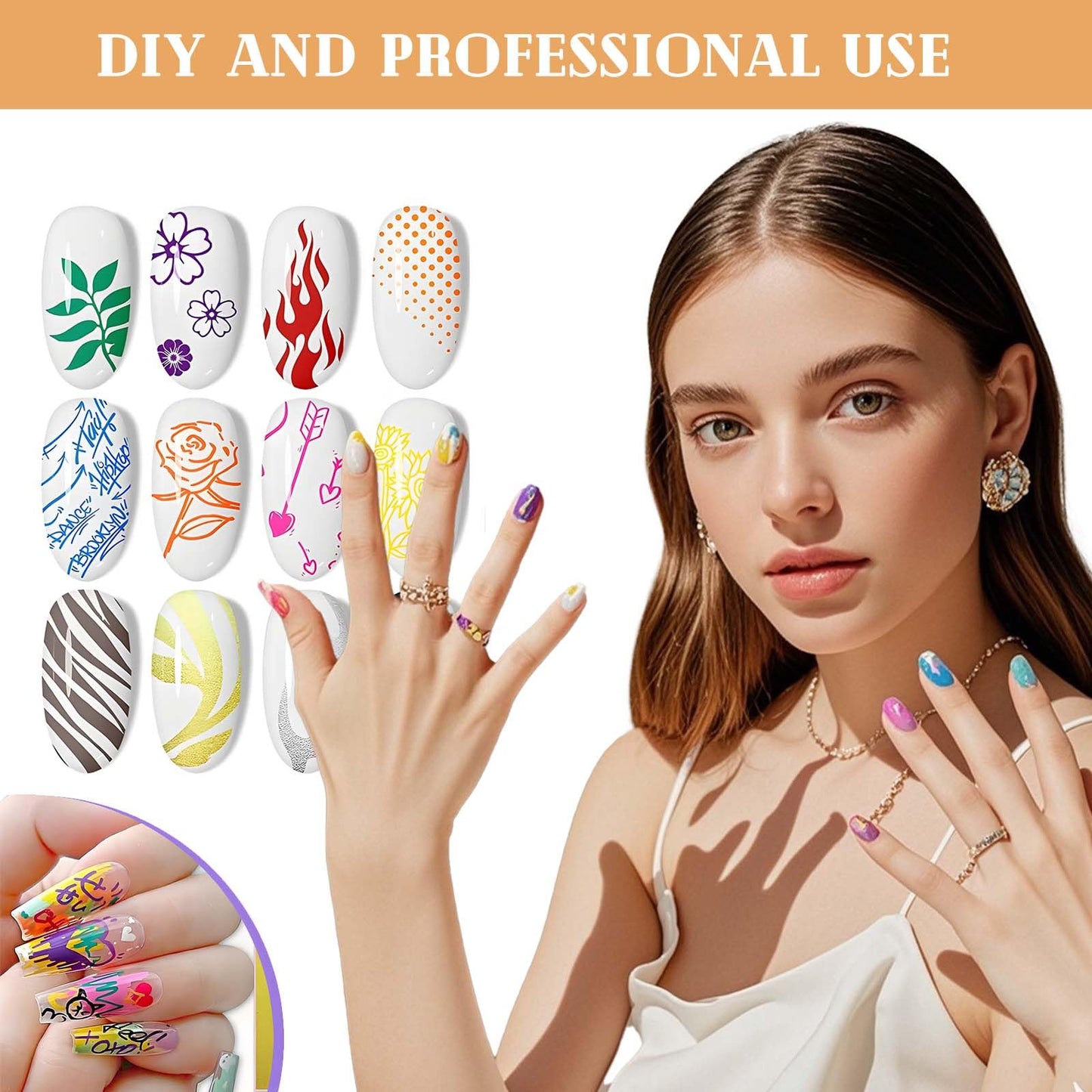 12 Colors Nail Art Pens for Painting Nails - DIY Acrylic Drawing, Dotting, Liner, Polishing, Graffiti, Detailing - for Home, Salon, and Gifts for Women