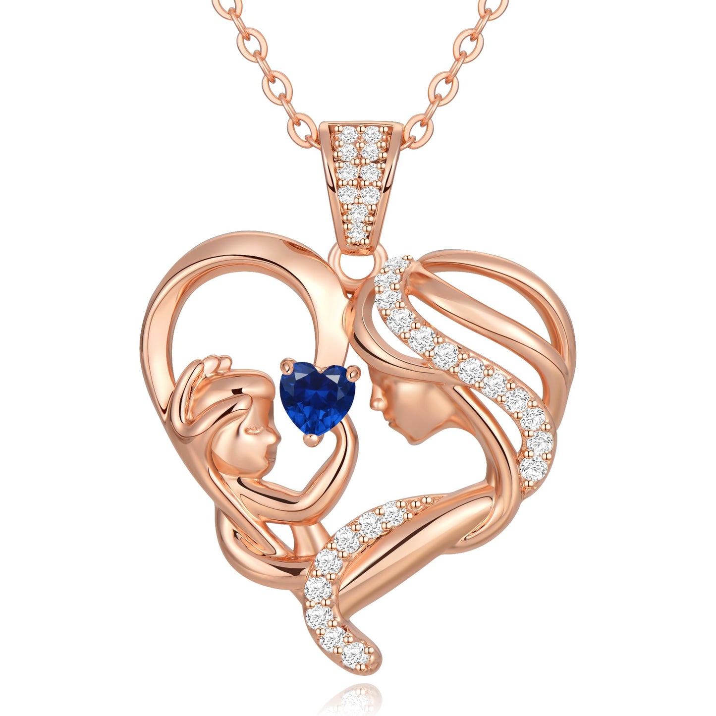 Zifeel Mothers Day Gifts for Mom Wife Her Grandma, S925 Sterling Silver Birthstone Necklaces Jewelry for Women, Mother's Day Love Heart Pendant Necklace for Anniversary Birthday Christmas Day