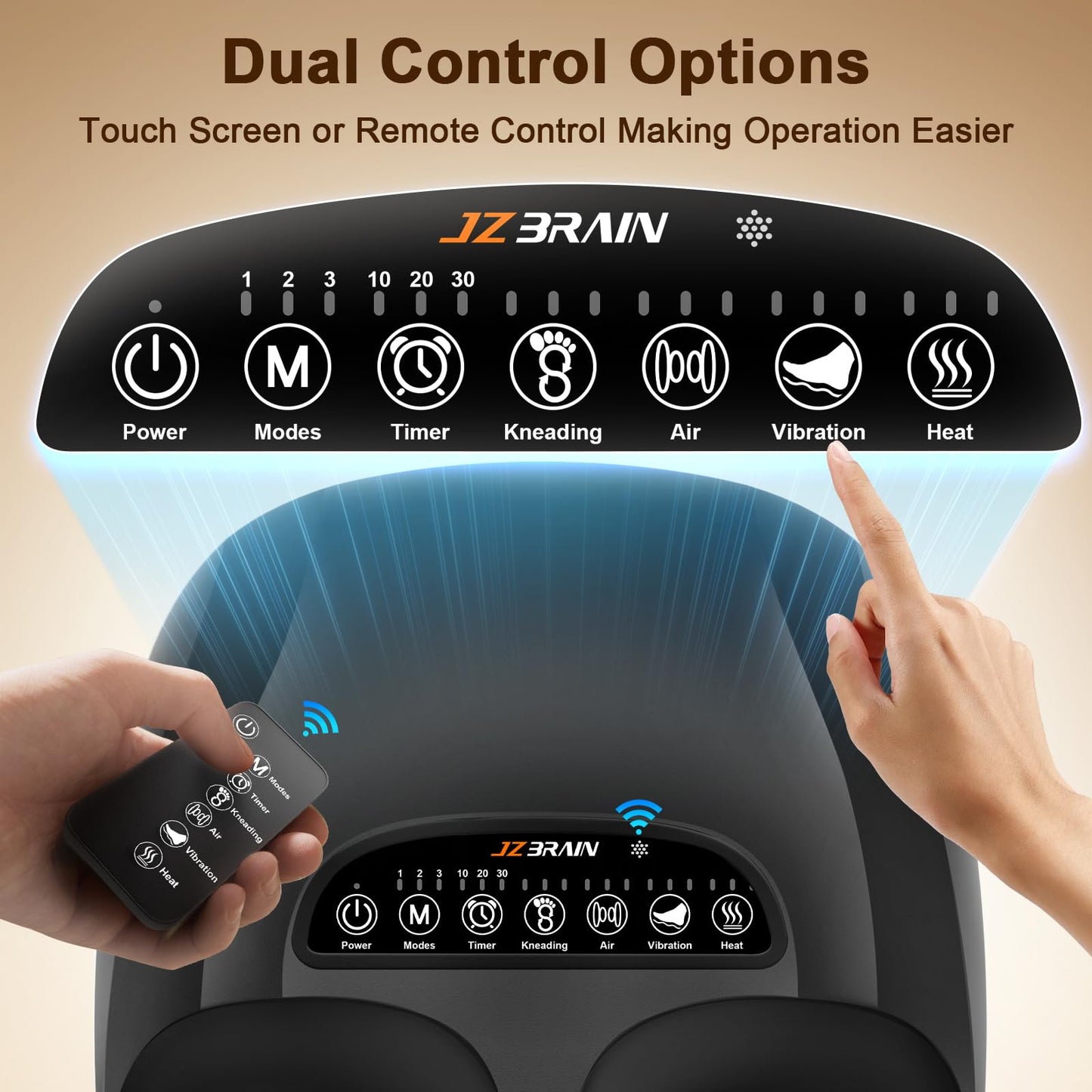 JZBRAIN Shiatsu Foot Massager Machine with Heat : Deep Kneading Foot Massager with Vibration & Compression for Plantar Fasciitis & Neuropathy - Relax for Home Office Use