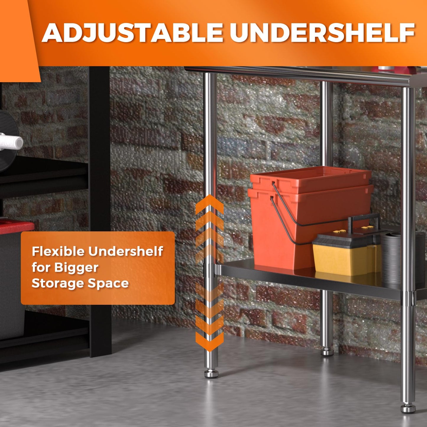 HOCCOT All Stainless Steel Work Table, Heavy Duty Prep Table 24x36 Inch with Stainless Steel Undershelf & Replaceable Feet(Without Casters) Commercial Workstation for Restaurant Kitchen Garage Outdoor