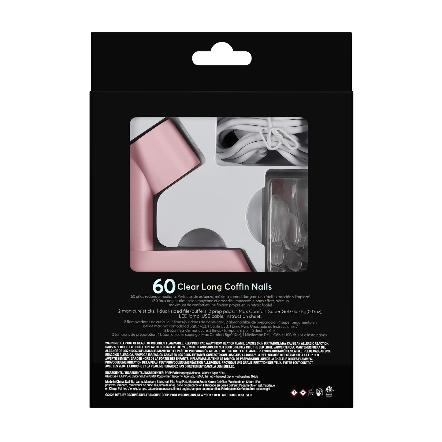 Dashing Diva GelXtend Starter Kit - Press On Nails with LED Lamp - Lasts Up to 14 Days - Clear, Customizable Gel Nails - No-Soak, Easy Removal - Gel Nail Tips (Long Coffin)