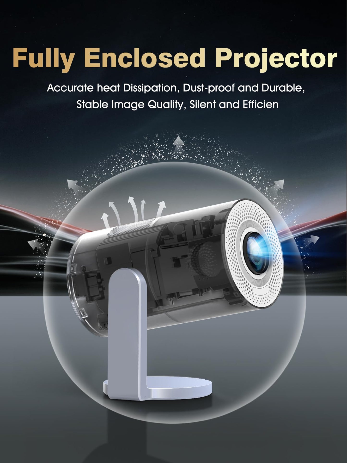 Latest Upgrade Portable Mini Projector Native 1080P 4K Support, 410 ANSI Lumens Auto Focus, WiFi 6 Bluetooth, Outdoor Movie Game Projector Android Smart System for Home Theater TV Replacement