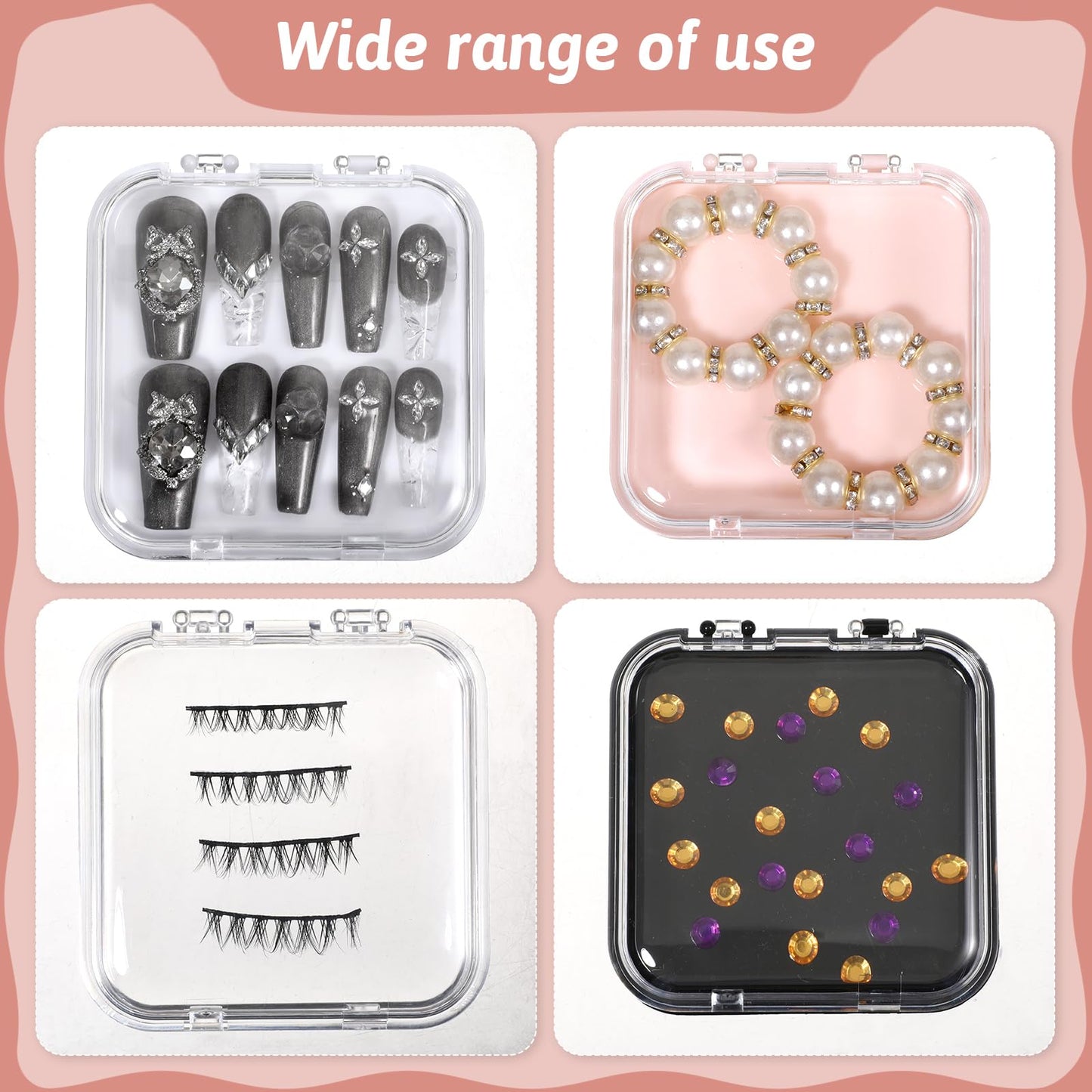 40 PCS Press on Nail Boxes 3 X 3 Inch Acrylic Fake Nails Case Packaging for Press Ons, Nail Storage Display Box with Nails Salon Accessories