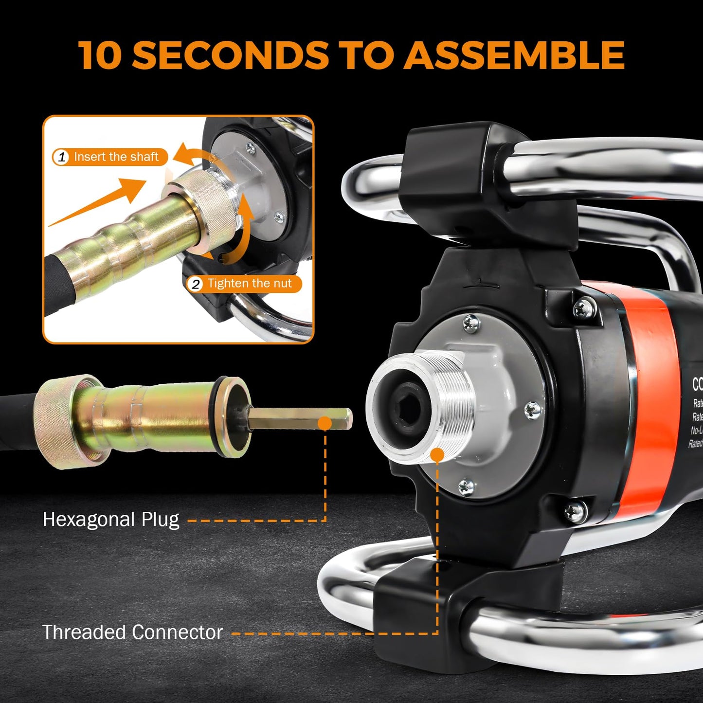 BEAMNOVA Electric Concrete Vibrator Handheld 11000 Vibration Per Minute 2HP with Shaft of 14-3/4 Feet