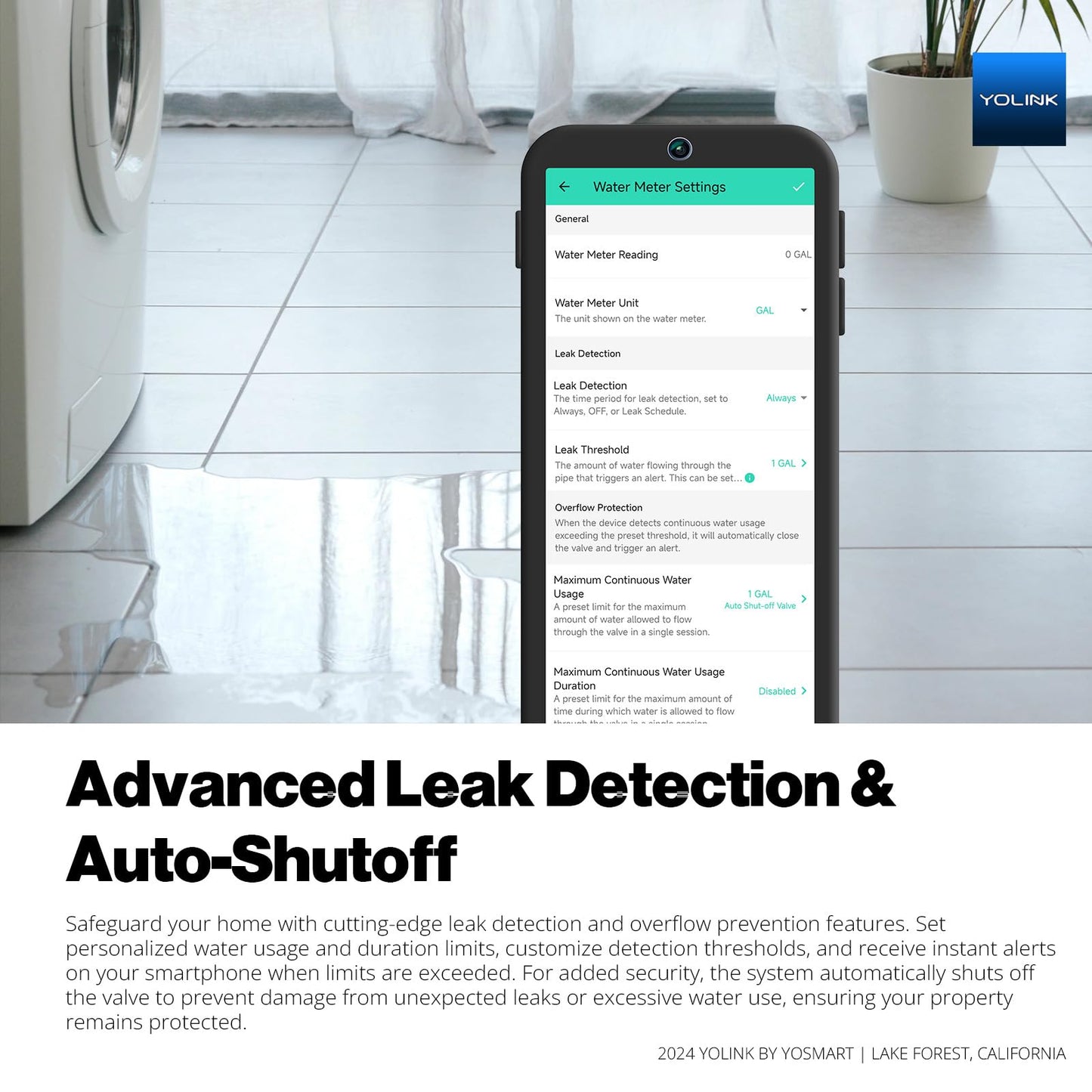 NSF Certified YoLink FlowSmart All-in-One Smart Water Meter & Auto Shutoff for 1" Pipes, LoRa Long-Range, Real-Time Leak Detection, 10-Year Battery, 80+ Device Ecosystem, Hub Included – YS5018