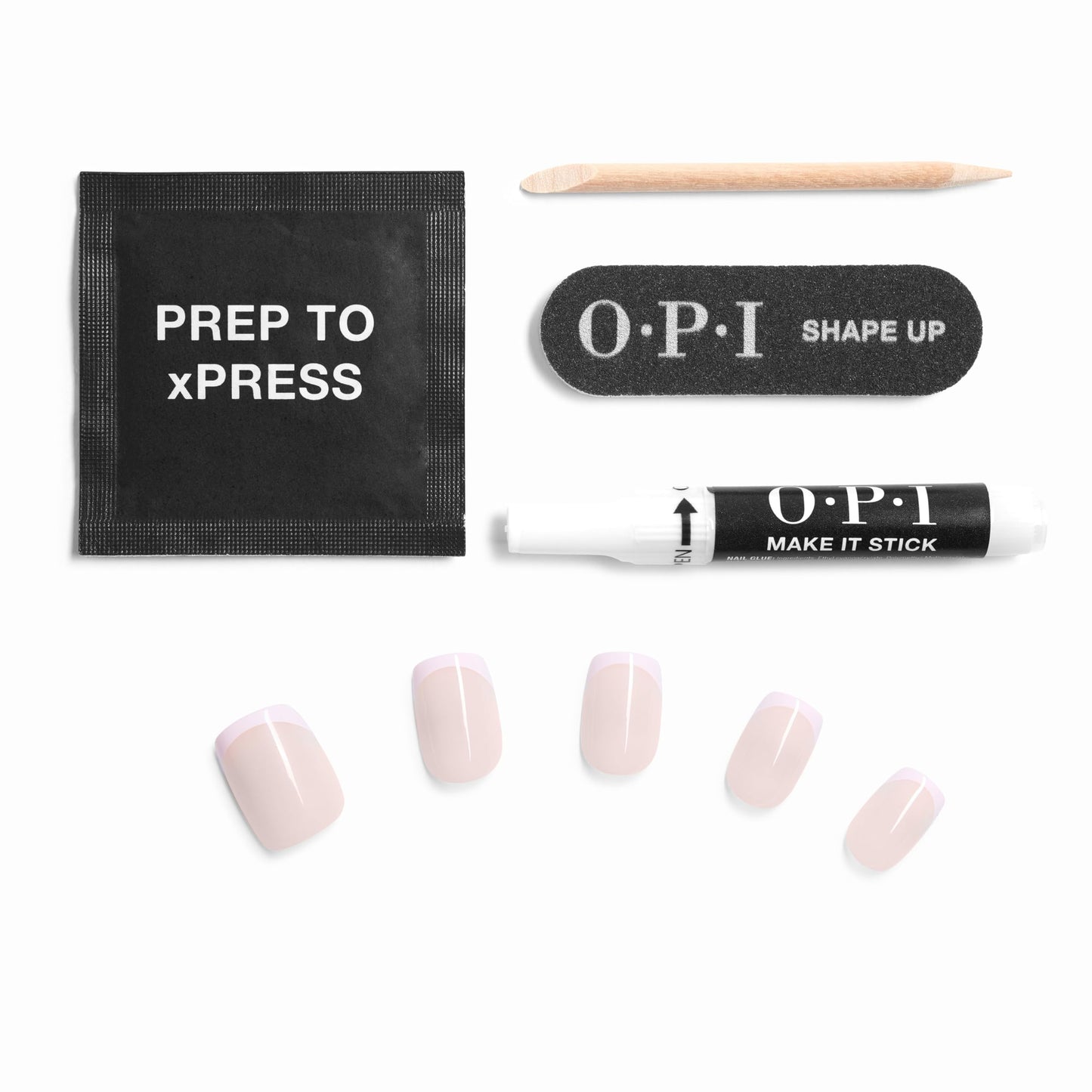 OPI On Point La Vie en Rosé | Short Squoval Opaque Neutral Pink French Tip Nail Art Press On Nails | 30 Count with Glue | Long Lasting, Reusable, Non-damaging | Spring 2026 Shades