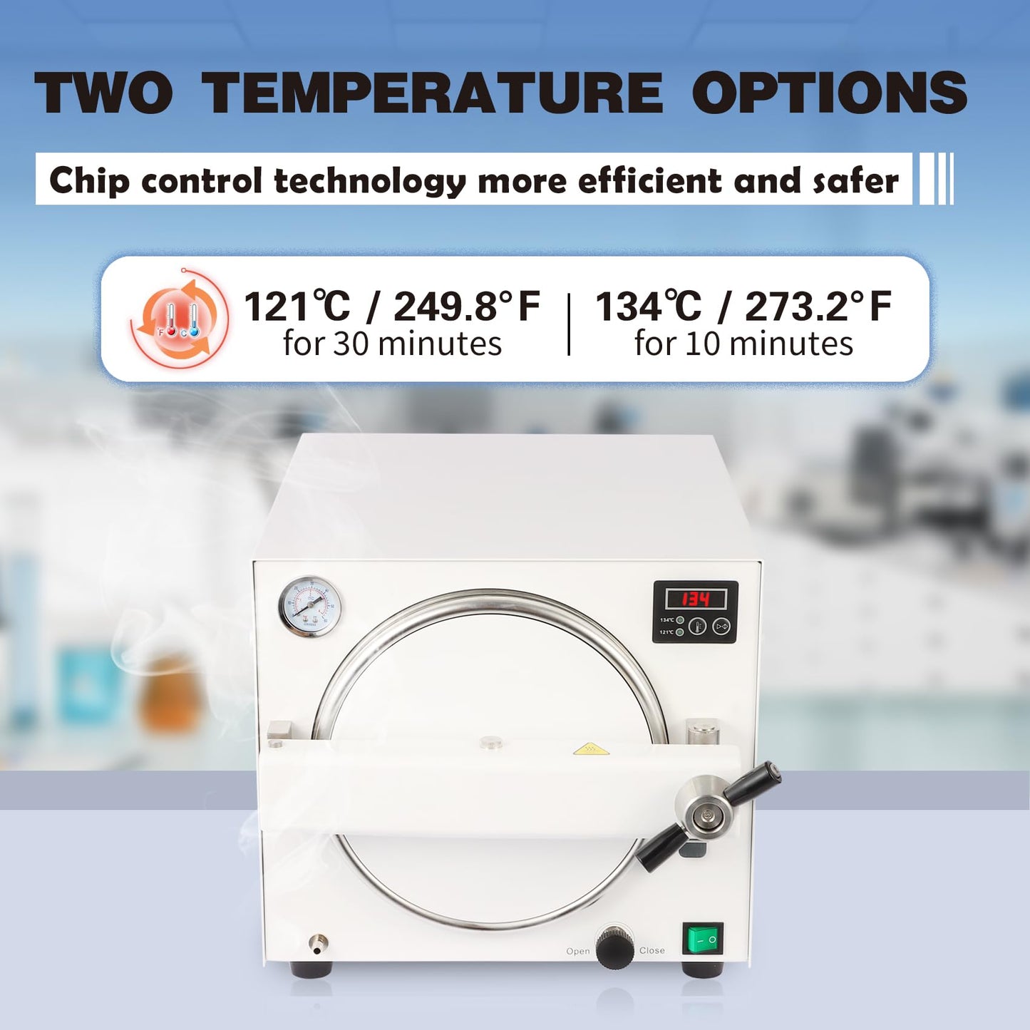 18L Autoclave Sterilizers Lab Autoclave Machine, 1100W Sterilizer Autoclave for Tools, 110V High Temperature Steam Sterilizer with LED Digital Display & Overheat Protection Etc