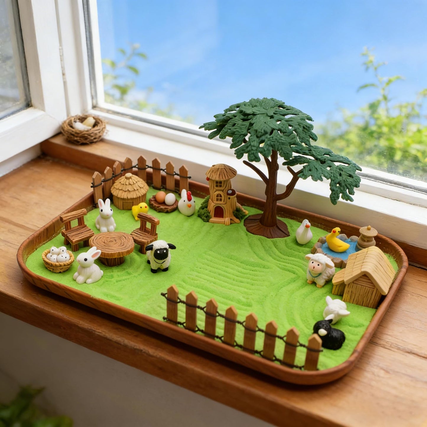 31 Pcs Zen Garden Kit for Desk,Sand Zen Garden Gifts Mini Sandbox Set with Wooden Tray & Rake,Japanese Gift Set for Relaxation, Office Desk Decor