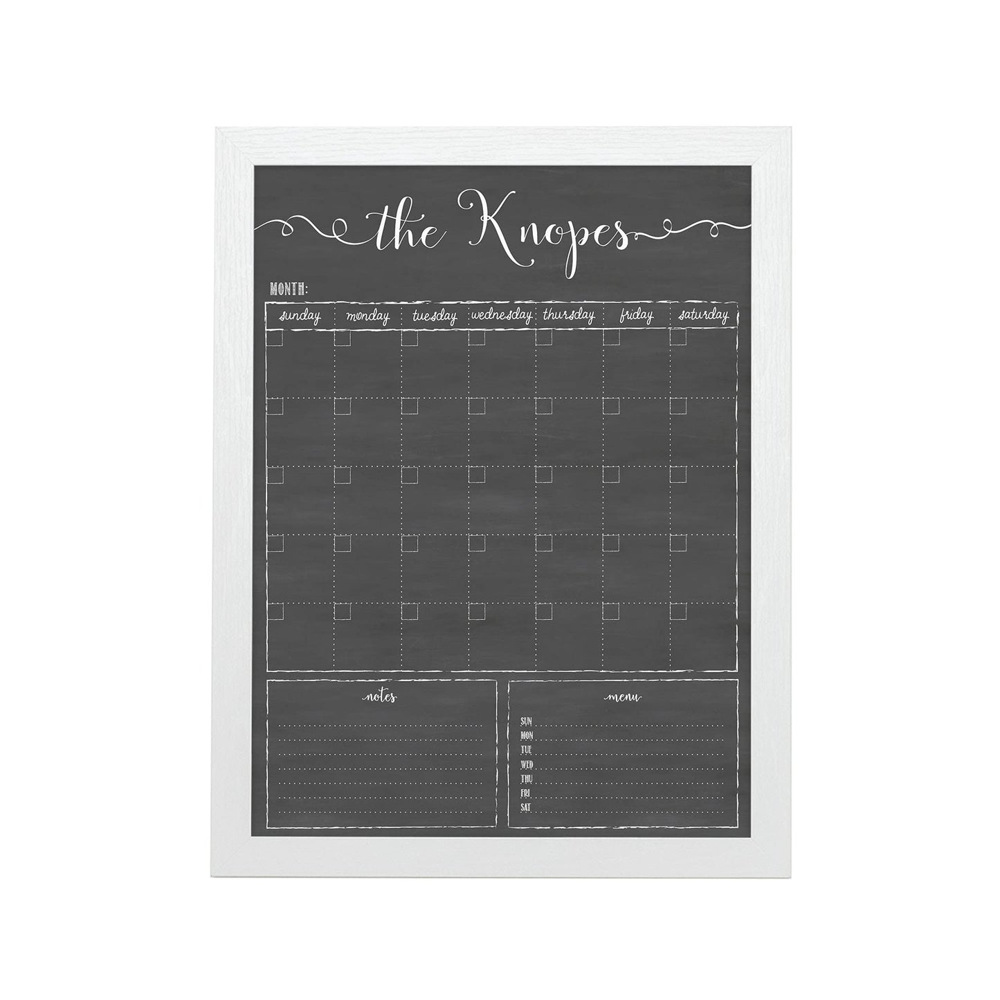 Personalized Dry Erase Framed Calendar – Customizable Chalkboard Style Wall Calendar – 18x24 or 24x36 – Non-Glare, Ready to hang dry erase calendar for wall, Made in the USA