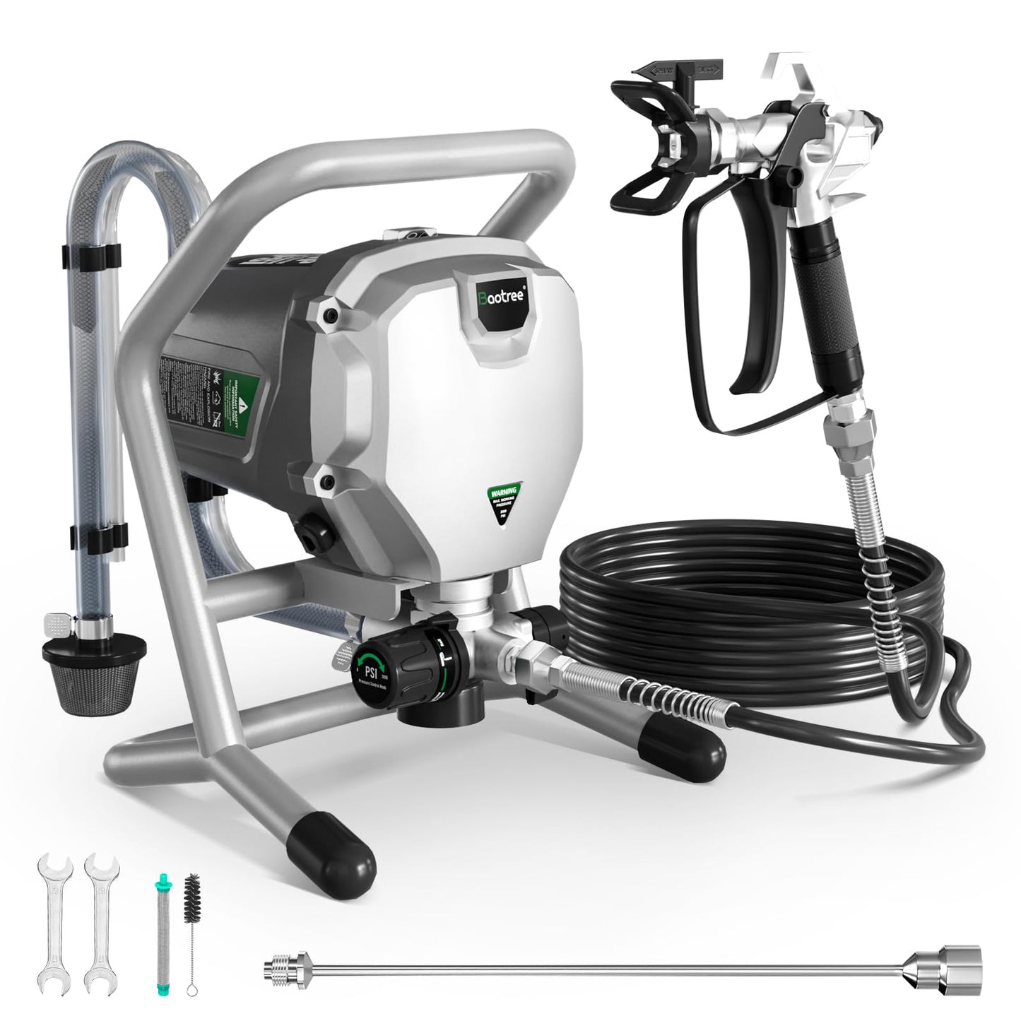 Airless Paint Sprayer, High-Pressure Electric Paint Spray Gun with Extension Rod, Thinning-Free Professional Painting Tool for Interior/Exterior Walls, Fences, Ceilings, Cabinets (Mecha Style)
