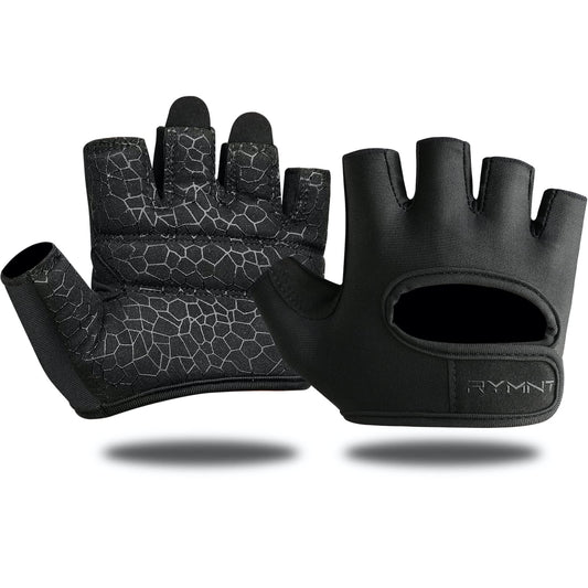 RYMNT Minimal Weight Lifting Gloves,Short Micro Workout Gloves Grip Pads with Full Palm Protection & Extra Grip for Men Women Weightlifting,Gym,Exercise Training.BK-Small