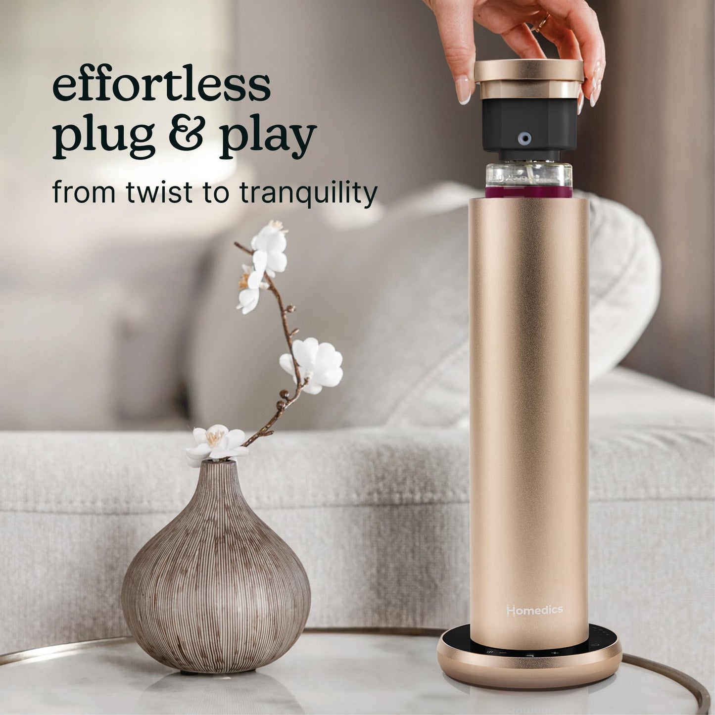 Homedics SereneScent Waterless Home Fragrance Diffuser & Oils Set, Includes 2 120ml SereneScent Oil Bottles, Maldives Escape and Aspen Fir, Patented Air Diffusion Technology, Large Rooms