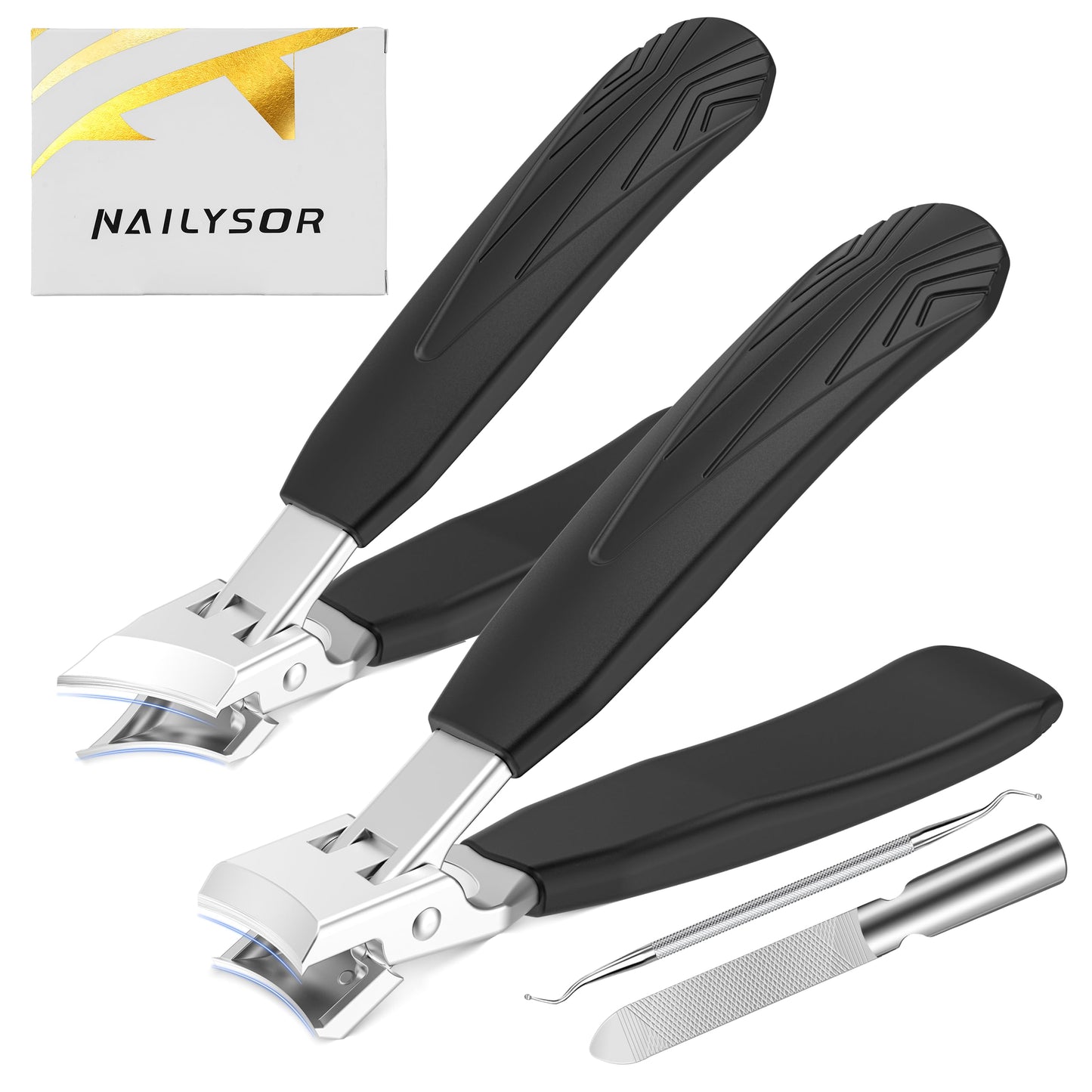 Upgrade Large Toenail Clippers for Thick Nails for Seniors Long Handle, Ultra Sharp Precision Nail Clippers for Men, Curved Wide Jaw Opening Fingernail Clippers with Catcher Nail Cutter for Women