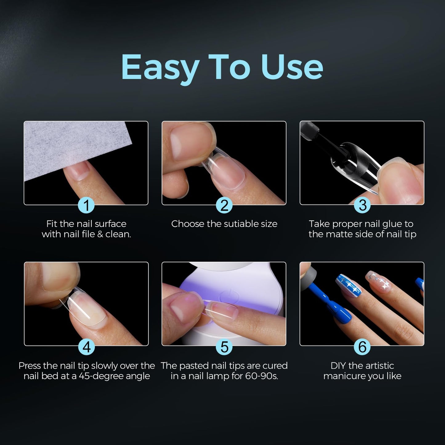 TOMICCA Medium Coffin Nail Tips 510PCS, 15 Sizes Coffin Nails Tips Full Cover Half Ultra Matte Pre-Shaped Clear Acrylic Nail Tips for DIY Salon, Gel Nail Extension Tips for Beginners & Nail Techs
