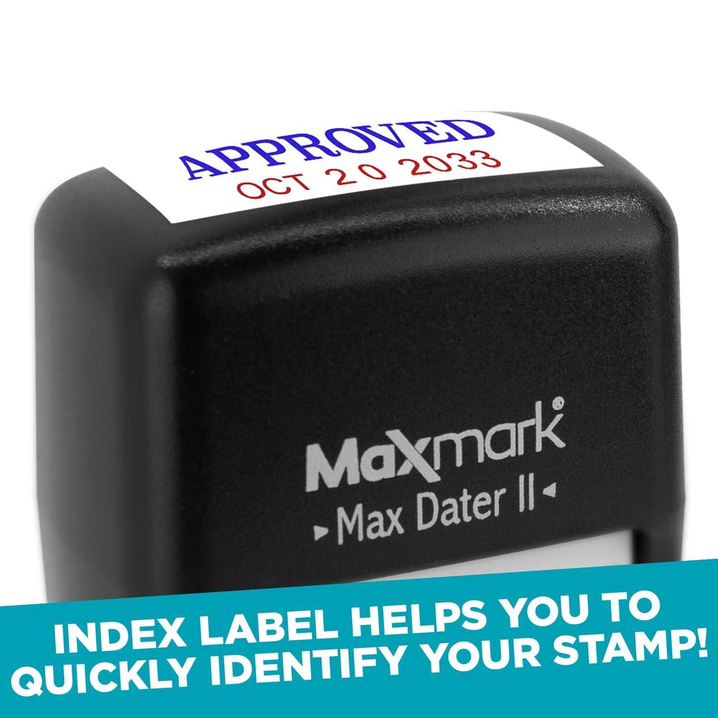 MaxMark Self-Inking Rubber Date Office Stamp with Received Phrase & Date - RED Ink (Max Dater II), 12-Year Band