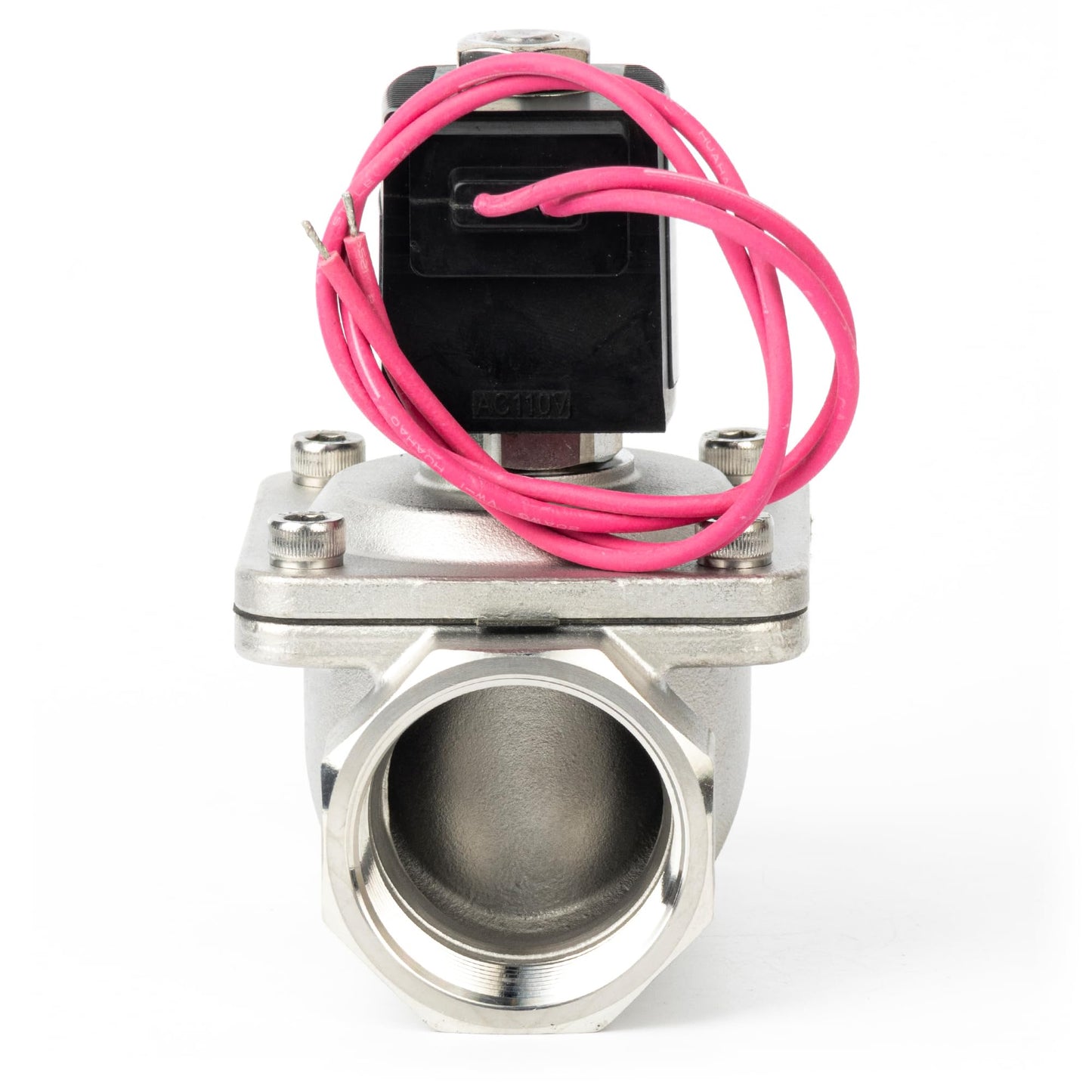 U.S. Solid 1-1/4" Stainless Steel Solenoid Valve - 110V AC Normally Closed Electric Solenoid Valve with Viton Seal, Lead Wire Type