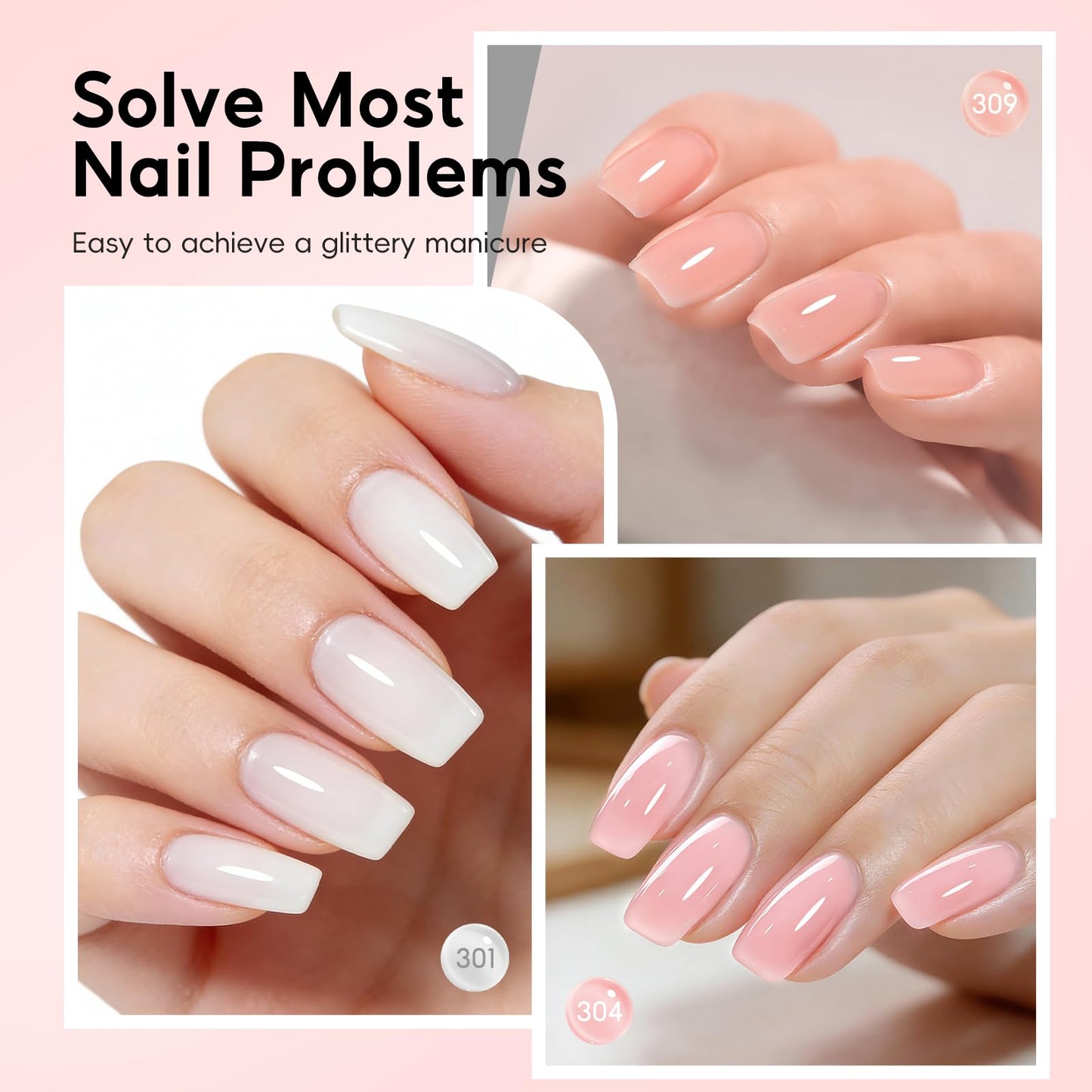 Peacecolor Nail Gel Polish Kit with Mini U V Light Clear Pink Nude White 6 Colors Builder Extension Gel Cat Eye Gel Polish Nail Extension Strengthening Gifts for Women