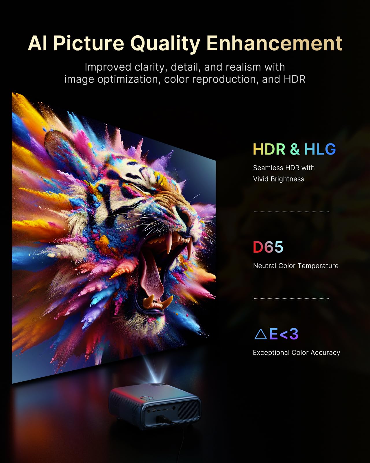 NexiGo PJ40 Ultra Outdoor Projector, Compatible with Netflix/YouTube/Prime Video, 800 ANSI Lumens, AI Image Enhancement, Native 1080p Video Projector, 20W Speaker, Auto Keystone