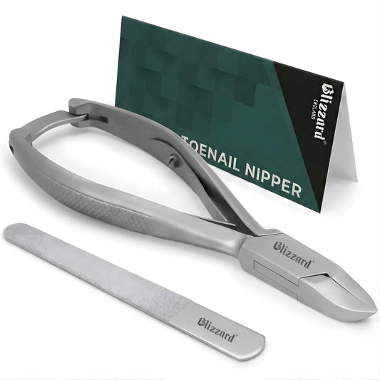 Blizzard Toenail Clippers - Podiatrist Toe Nail Clippers for Thick Nails for Seniors - German Forged Nail Cutter - Heavy Duty Nail Clippers for Men with Toenail File - 5.5" Concave Head, Double Spring
