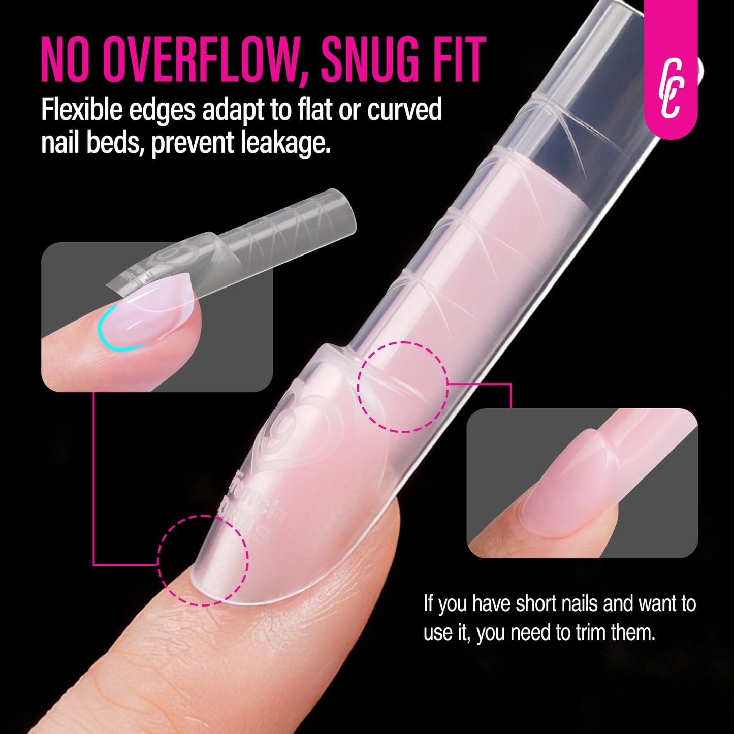 CHUCHU 3D French Dual Forms for Polygel: Easy Nail Form Creates French Apex Nails for Builder Gel Acrylic Nail Extensions DIY - 5S Easy Removal Reusable Nail Forms for Professional -120pcs 15Size