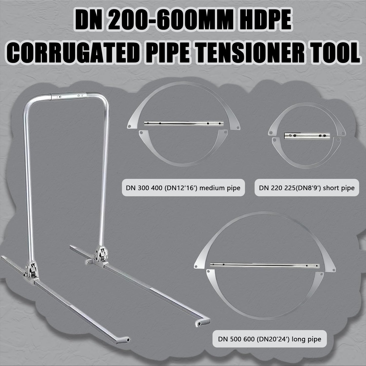 200-600mm HDPE Corrugated Pipe Tensioner, Heavy Duty Manual Pipe Clamp Tool For Drainage Sewer Construction, Universal Docking Connector For Pipeline Installation