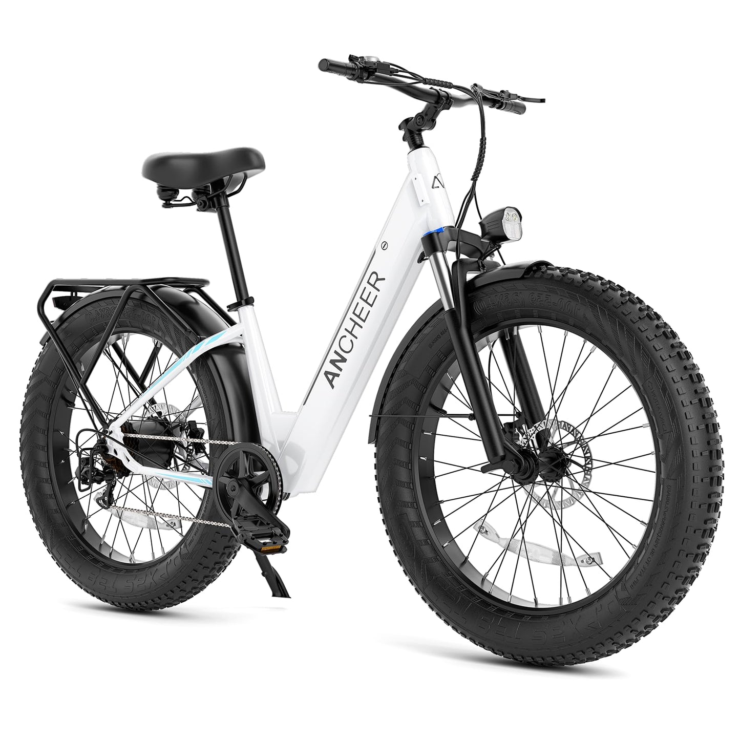 ANCHEER 26" Electric Bike for Adults, 1000W Peak EBike 28MPH 60 Miles Range, 48V 15Ah Built-in Battery - 3A Fast Charging, Fat Tire Electric Bike Off-Road for Women/Men, UL-Certified 7 Speed