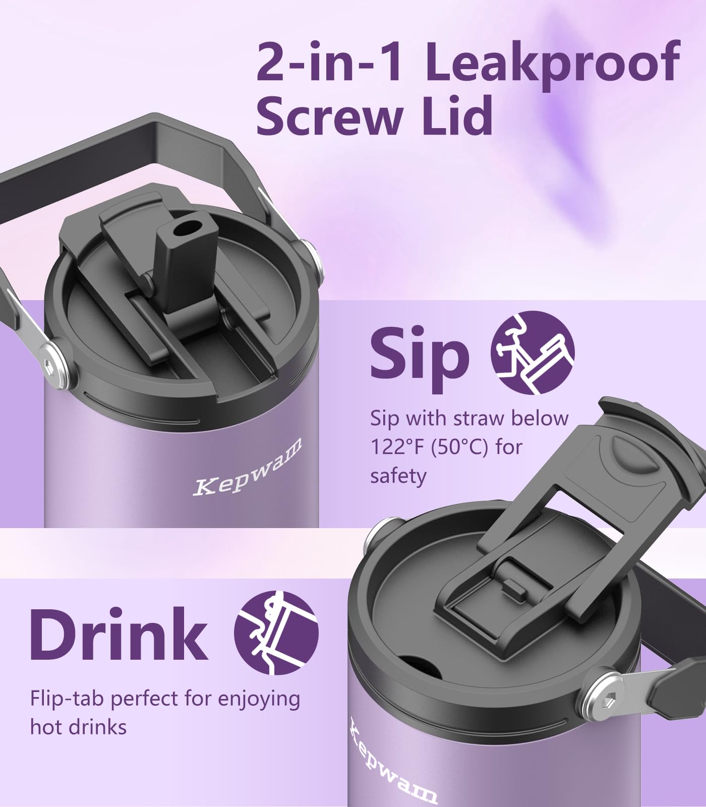 Kepwam T3 Self-Heating Travel Mug 20oz, Temperature-Controlled Coffee Warmer Mug, Smart Travel Coffee Mug Keep Coffee Drinks Hot, Heated Mug Great for Driver Outdoor Fits Car Cup Holders