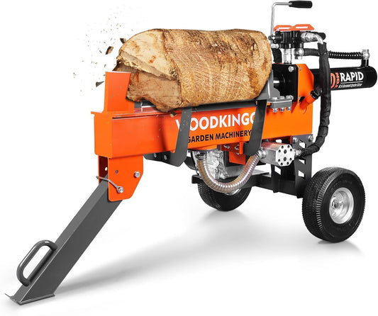 WOODKINGO Log Splitter, 20 Ton, Gas Powered 7 HP 212CC Engine, Automatic Wood Splitting Wedge Machine,Commercial Quality for Fireplace Burning Firewood Supply Forestry Harvesting,Orange