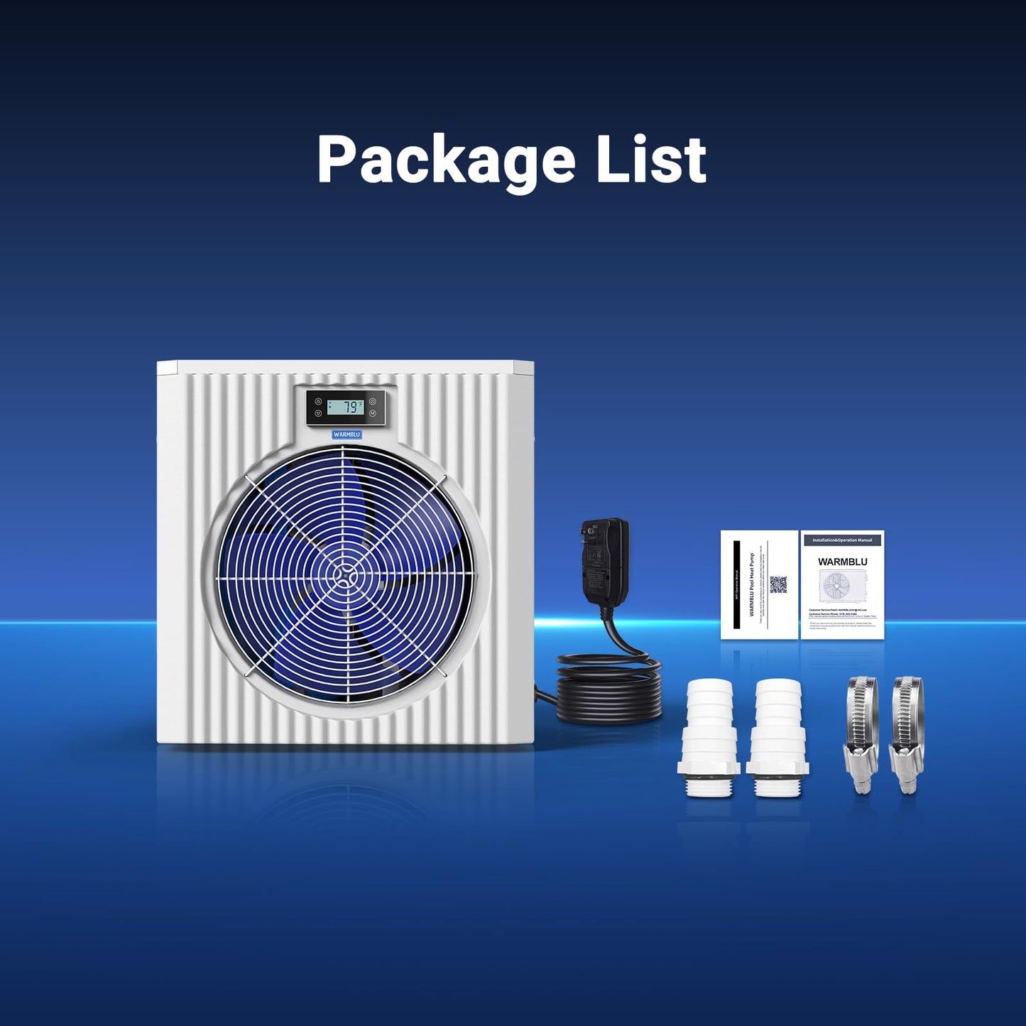 WARMBLU H5 Swimming Pool Heat Pump 18,000BTU 5,000 Gal High Efficiency COP4.1 Energy Save 45% Above Smart WiFi Control 110V