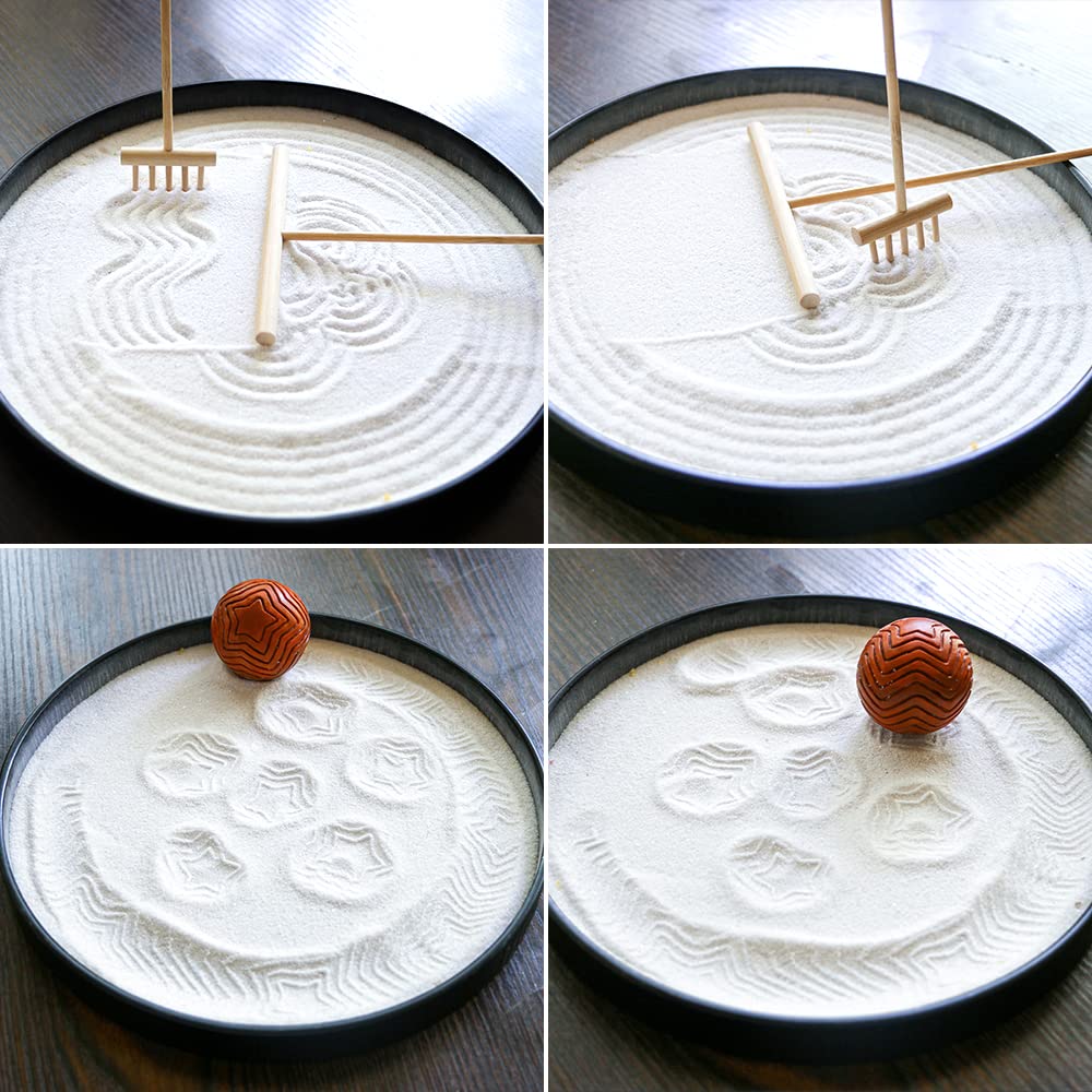 Meditation Yoga Zen Garden kit - Home Office DIY Japanese Mini Rock Sand Garden Desktop Chakra Shine Altar Zen Decor Zen Gifts for Adult w/Rake Tools Accessories Healing Crystal Sphere