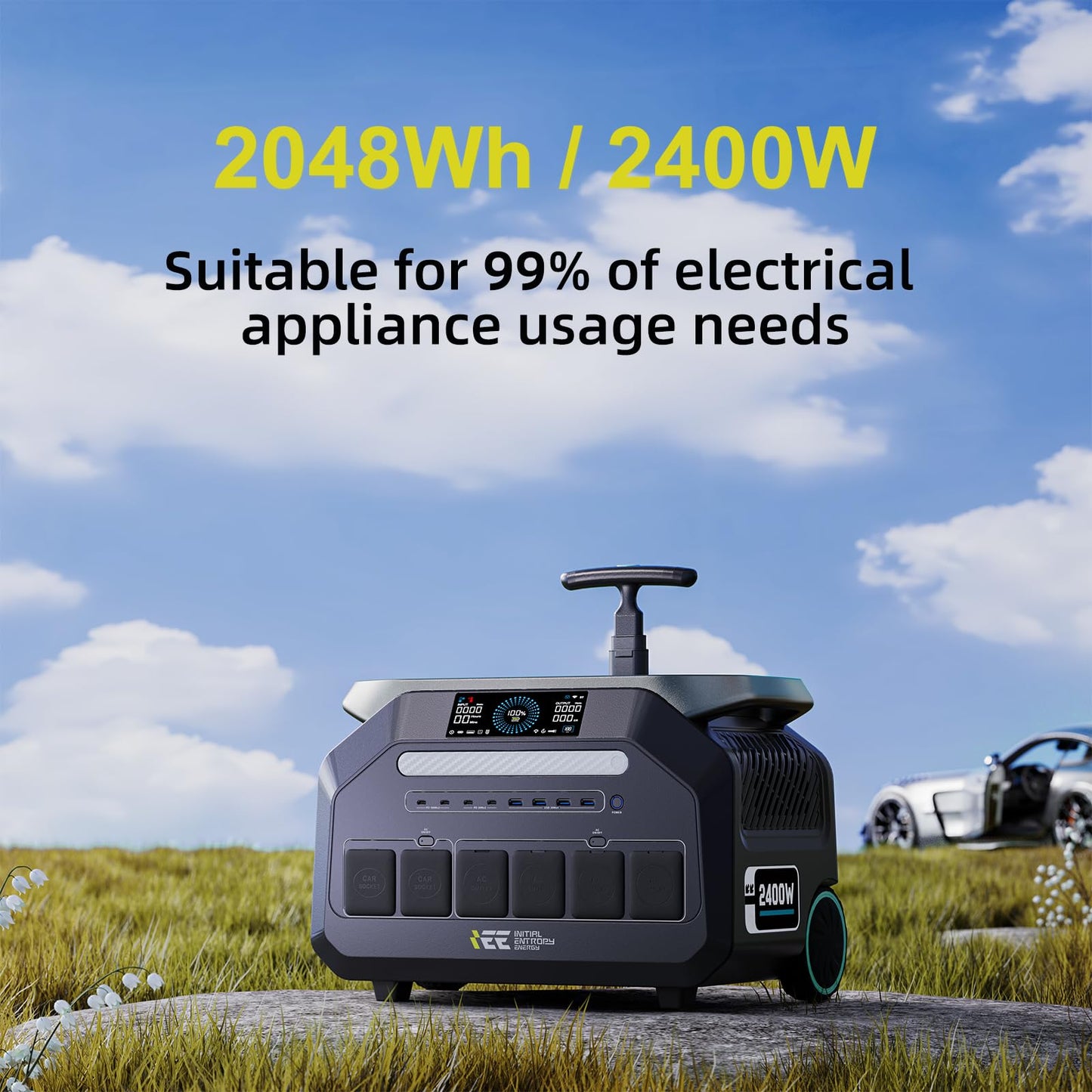 IEE 2400W/2048Wh Solar power station With 200W Solar Panel,P2400 Solar Generator(5000W Peak),1800W Super Fast Charging,APP Control Emergency Power Station for Home, Camping, Power Outages