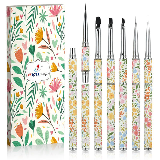 Nail Art Brushes Set YIHUALE 5PCS Gel Polish Nail Art Design Pen Painting Tools Fingernail Brush Nail Cleaning Brush Nail Art Liner Brush Leather Handle for Salon Gift for Girls Women