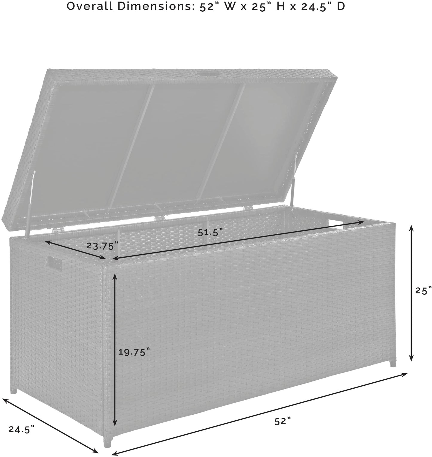 Crosley Furniture Palm Harbor Wicker Outdoor Storage Box for Patio Furniture Cushions and Pool Floats, Gray