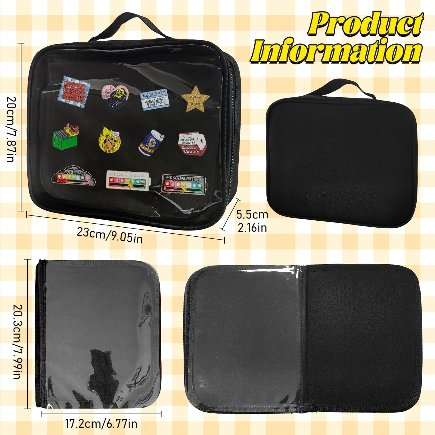 Enamel Pin Display Bag, Pin Book, Pin Holder, Pin Board for Collectors, Pin Collection Book, Suitable for Various Sizes of Pins, Travel Souvenir, Brooches, Medals