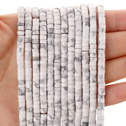 BONNY BOXX 150PCs Natural White Turquoise Spacer Beads, Loose Semi Precious Flat Round Gemstone Heishi Disc Stone Beads for Beading Jewelry Making 4mm*2mm