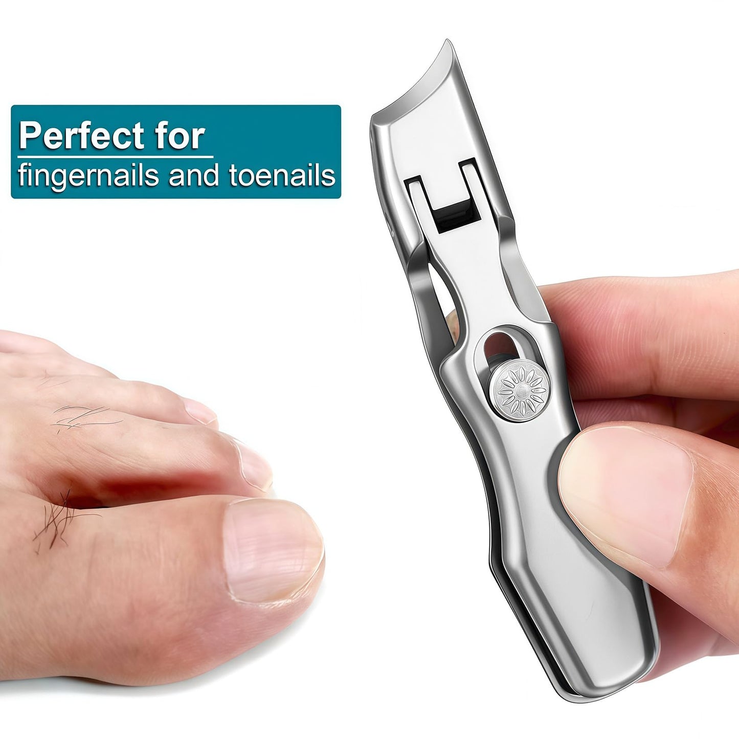 VOGARB Slanted Nail Clippers for Men Thick Ingrown Toenails, Large Wide Jaw Opening Anti-Splash Ultra Sharp Toenail Clipper with Nail File and Storage case for Seniors Adult Women