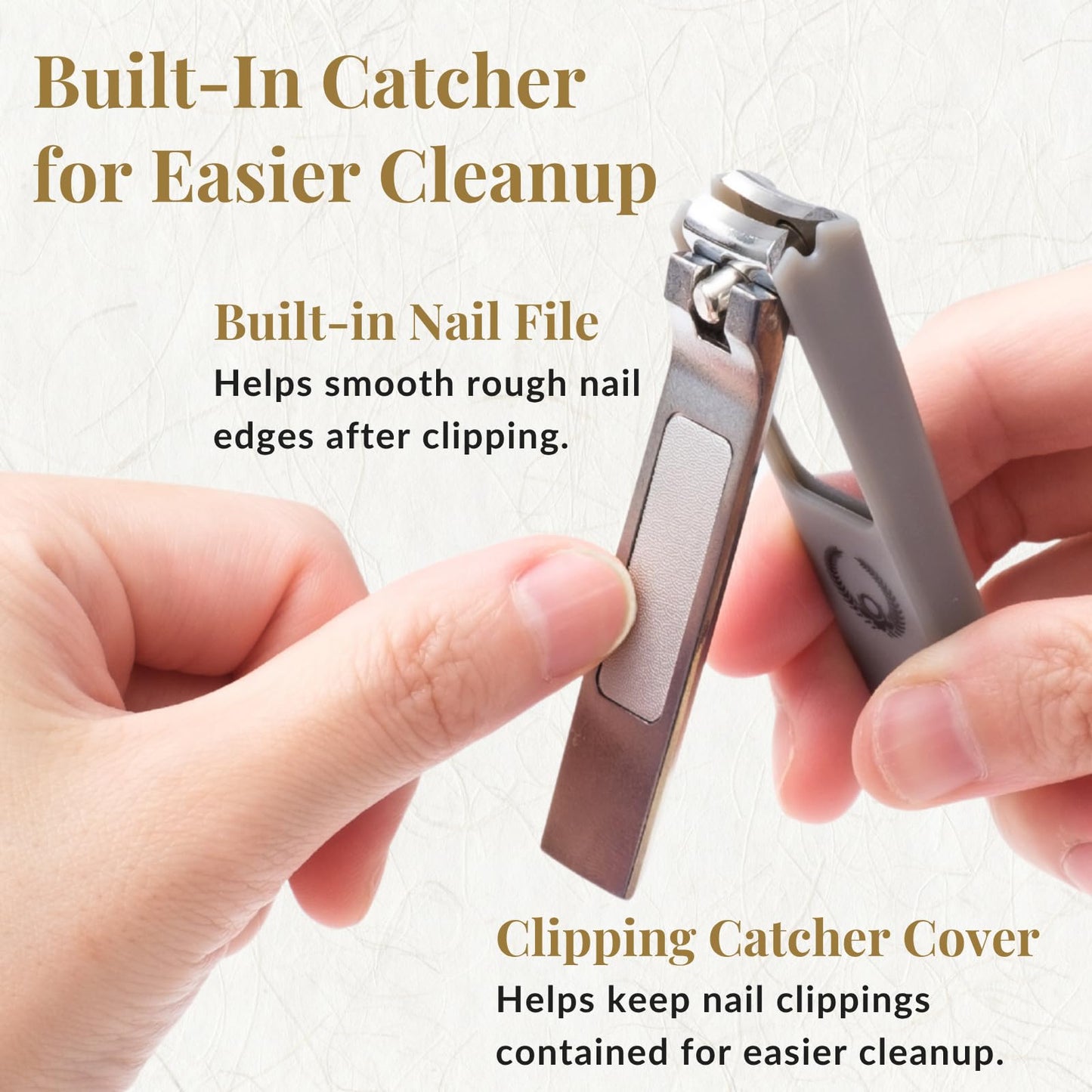 Wablade Japanese Nail Clippers, 2.8 Inch, Made in Seki Japan, Curved Carbon Steel Blade, Built-in Catcher & Nail File, Clean Controlled Trimming for Fingernails & Toenails (Silver)