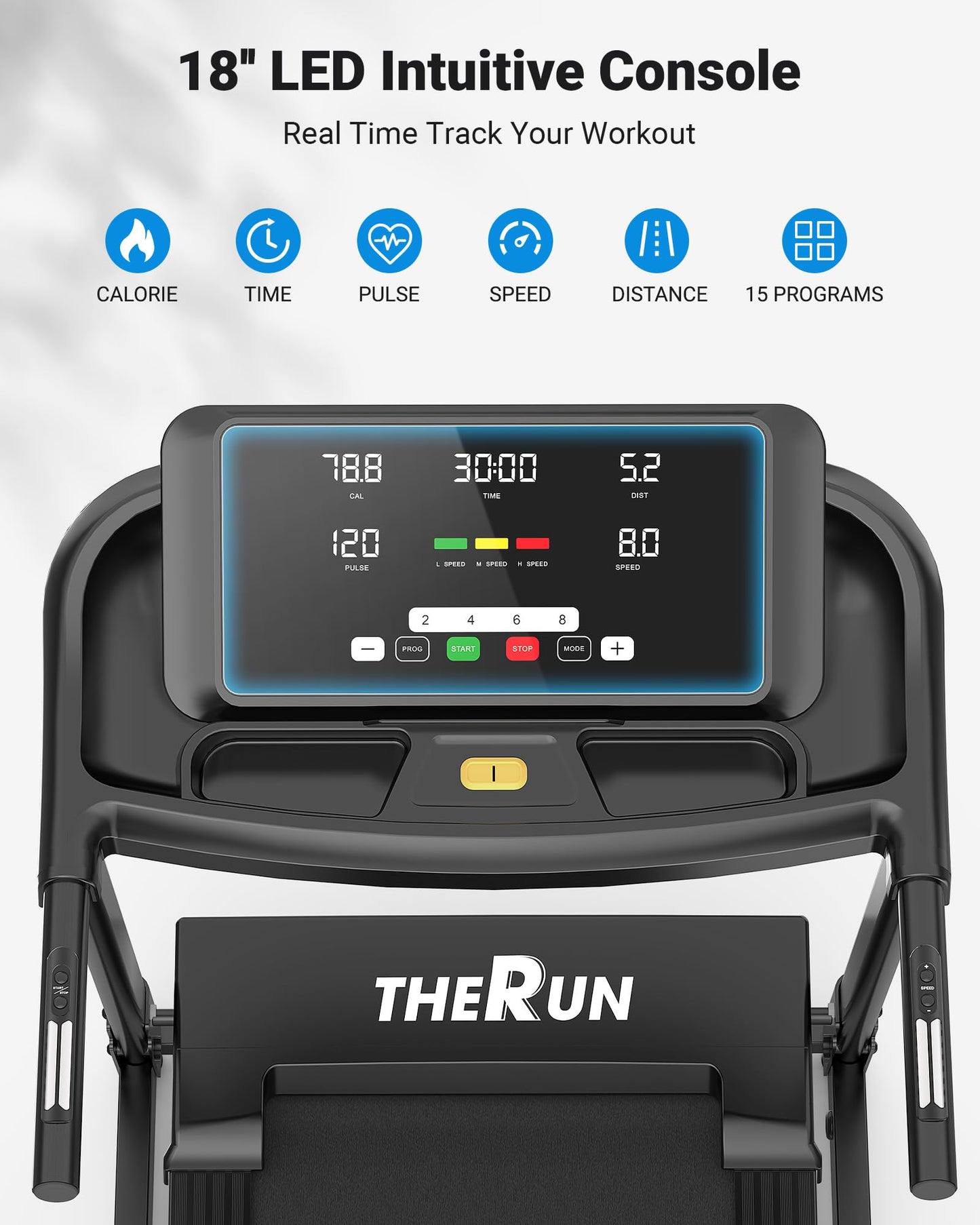 THERUN Running Treadmill with Incline, Foldable Treadmills, Manual Incline Adjustment, 3.0HP Treadmill for Indoor Fitness Workouts